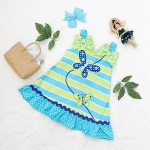 Blue and Green Butterfly Dress